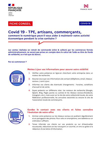 FICHE CONSEIL COVID NUMERIQUE